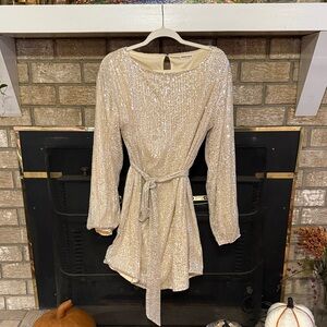 Elegant Sequin Dress in Cream